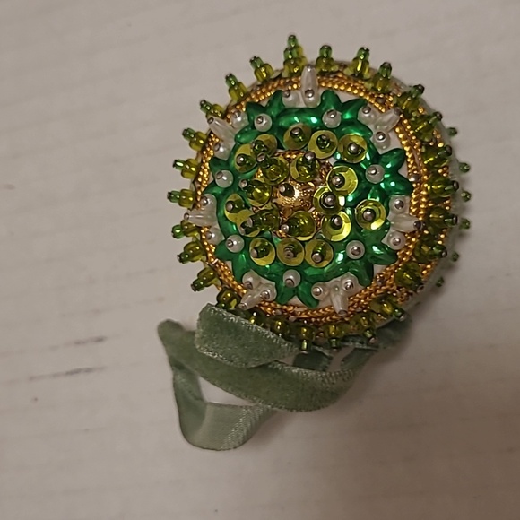 Set of 9 Vintage Handmade Sequin Beaded Stickpin Christmas Ornaments - Picture 9 of 16